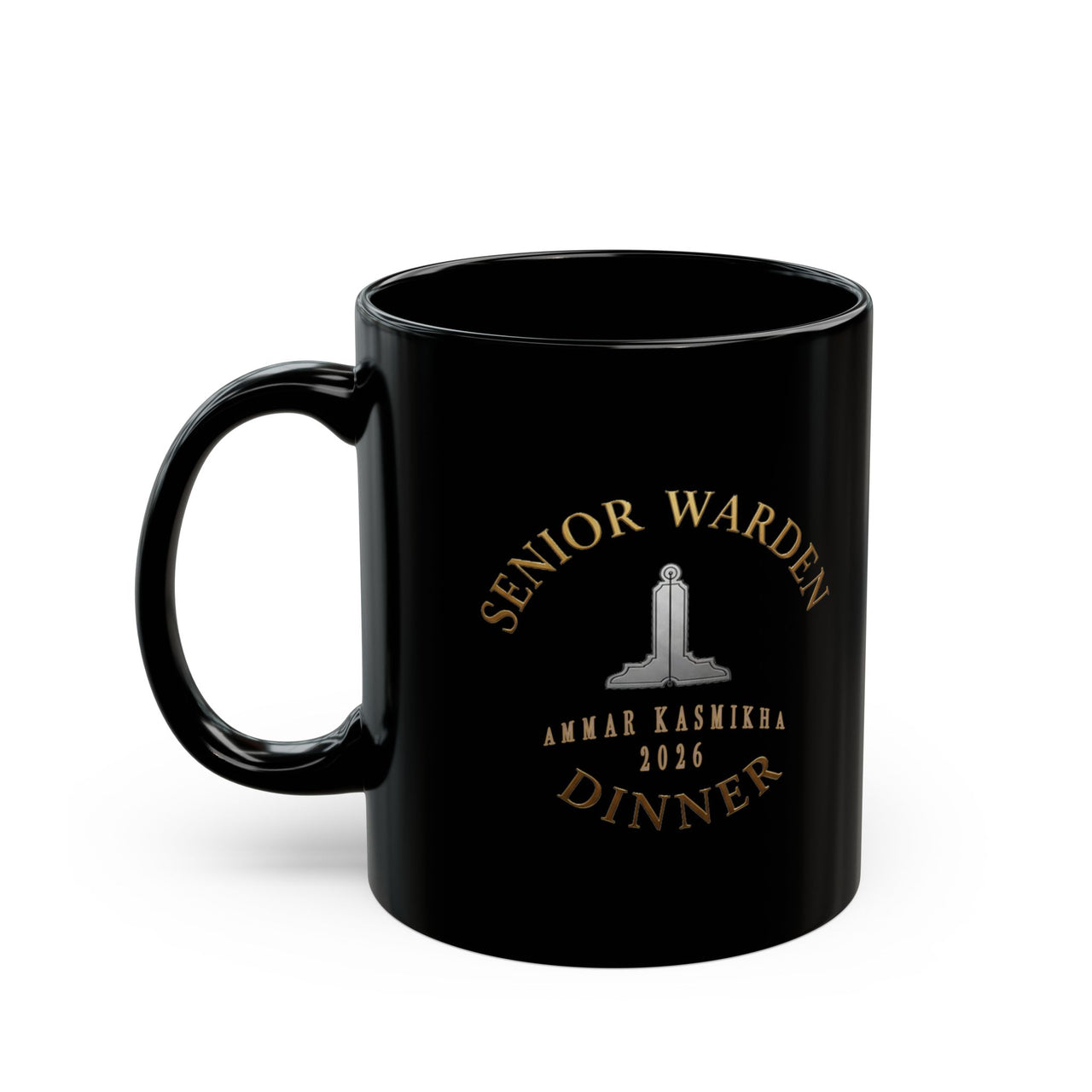 Minimalist Record Logo Mug – Black Ceramic Coffee Cup