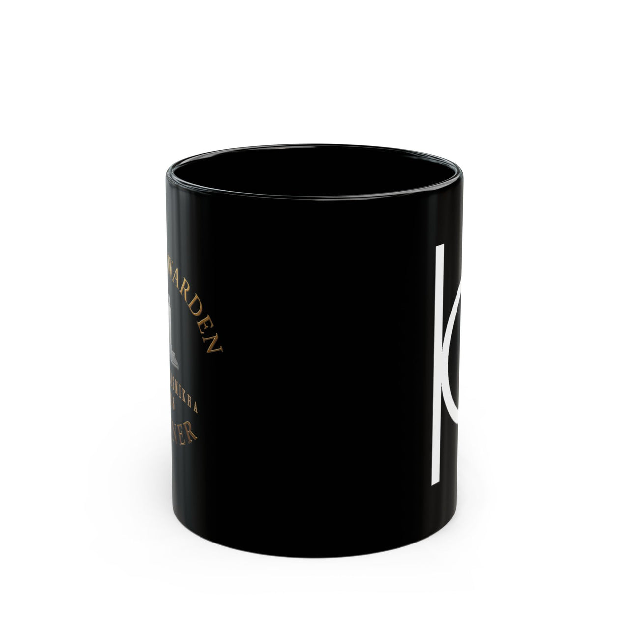 Minimalist Record Logo Mug – Black Ceramic Coffee Cup