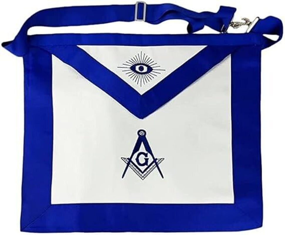 Masonic Blue Lodge Master Mason Apron with Embroidery, 14X16 Inch