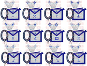 Masonic Blue Lodge Officer Aprons Set of 12 - Gloves , Chain Collars - Jewels
