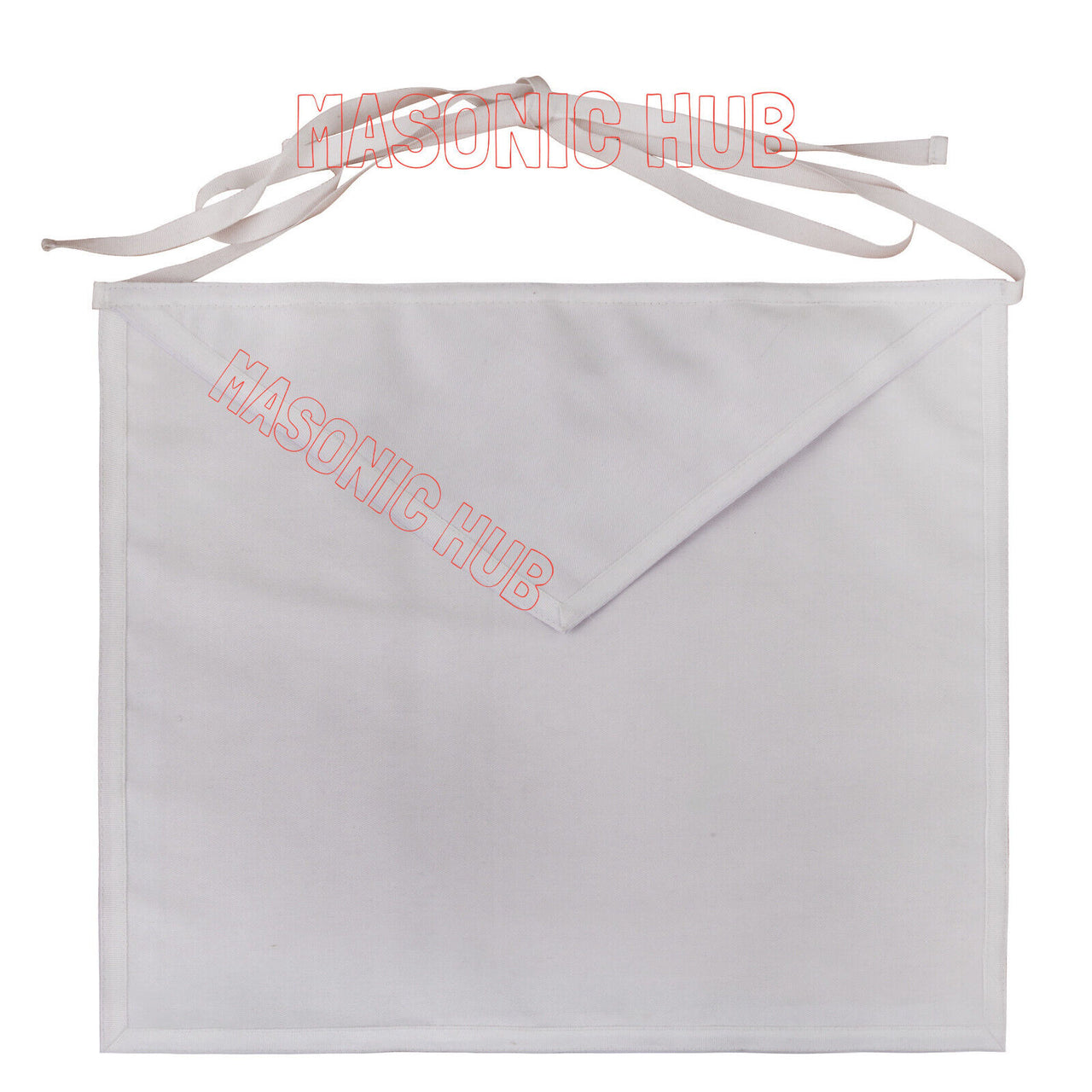 Masonic Hub White Duck Cotton Apprentice Apron 14"X16" | Adjustable Belt Regalia