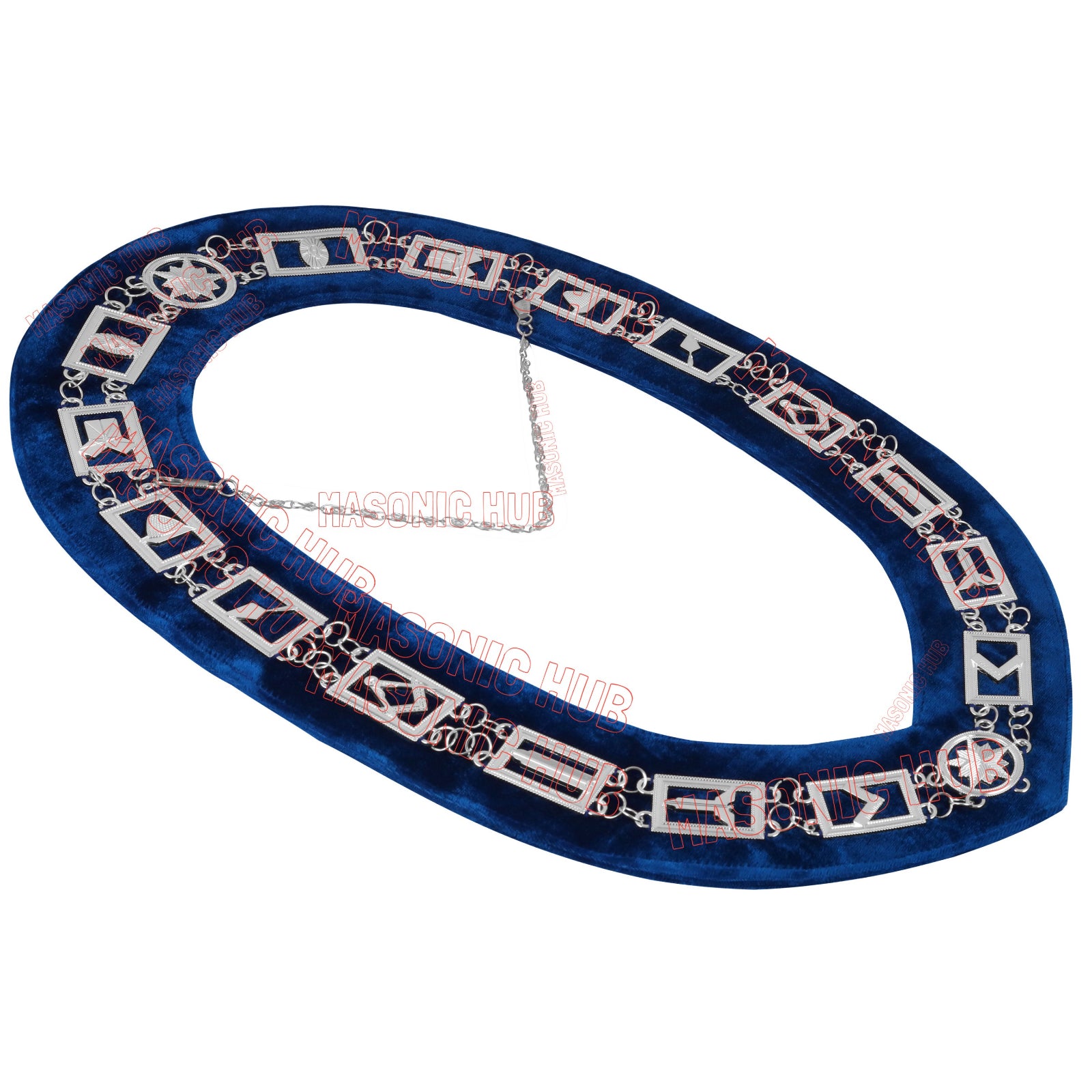Blue Lodge Masonic Working Tools + Chain Collars with Blue Velvet Backing