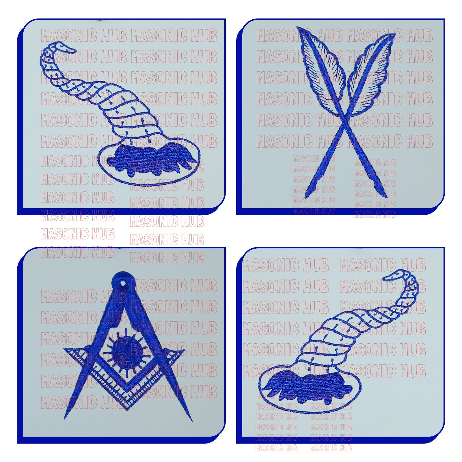 Masonic Blue Lodge Officer Aprons Set of 12 - Gloves , Chain Collars - Jewels