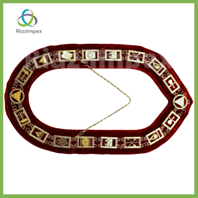 NEW SET of 2 Royal Arch Chain Collar Regalia Red Velvet Masonic Jewel York Rite
