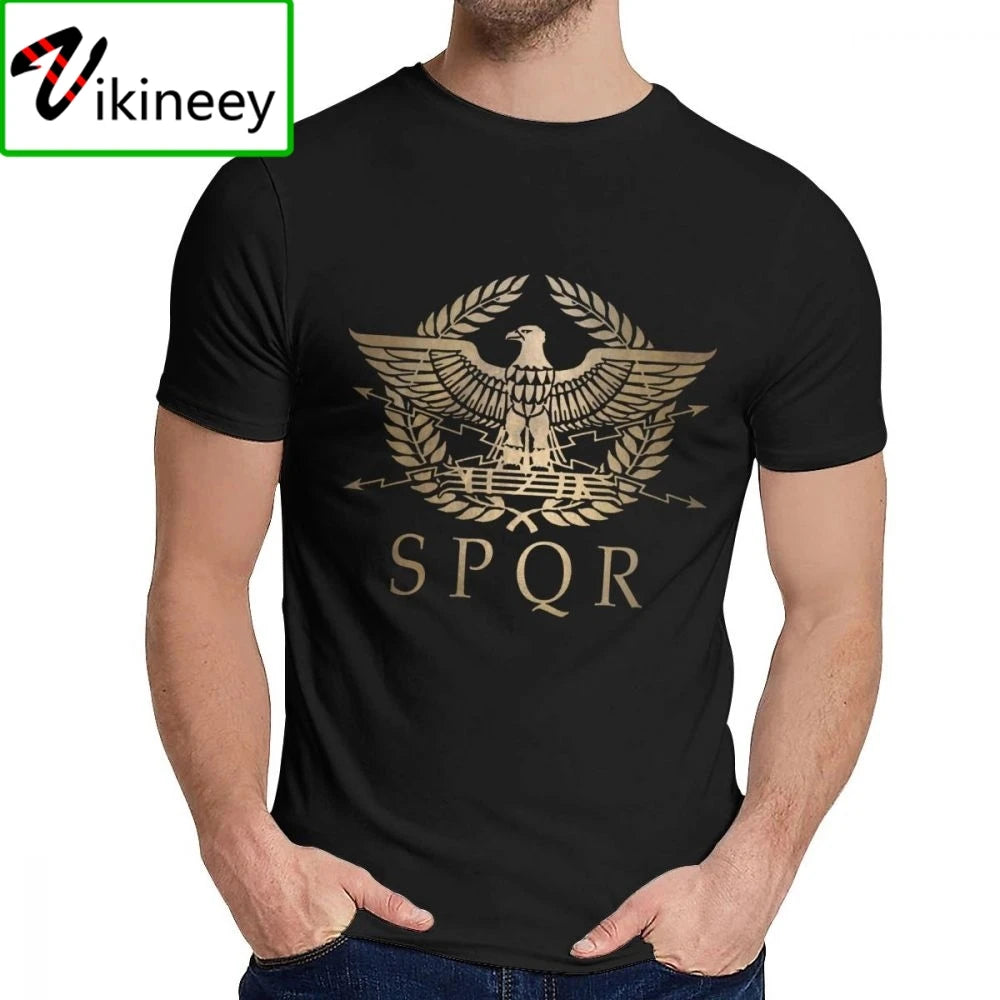 SPQR RoMan Empire Standard Shield Tee Shirt Crewneck Picture Custom Man's Retro Free Shipping US Size Big Size T Shirt