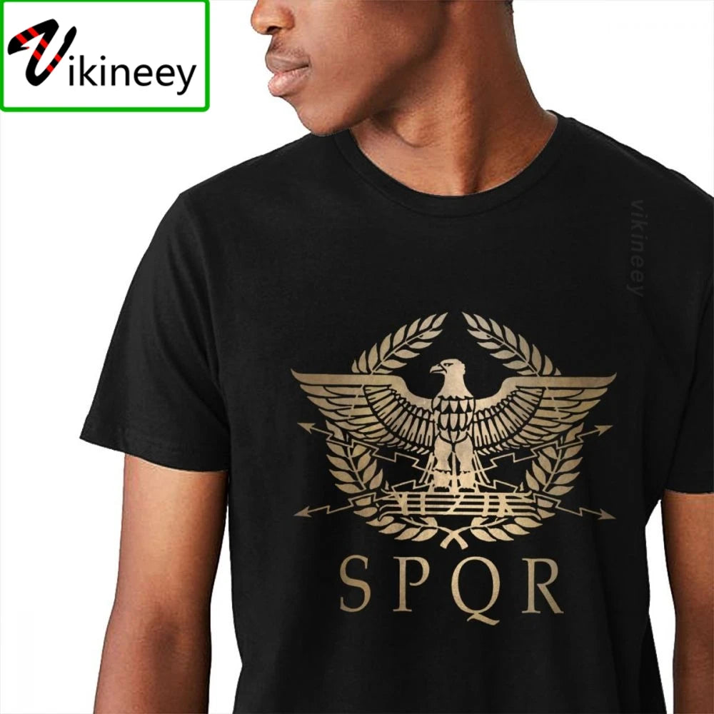 SPQR RoMan Empire Standard Shield Tee Shirt Crewneck Picture Custom Man's Retro Free Shipping US Size Big Size T Shirt