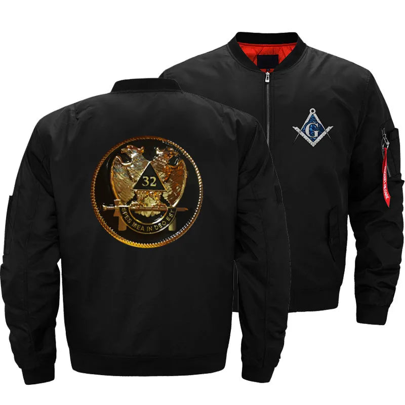 Freemason Masonic Scottish Rite 32Nd Degree Men's Bomber Zipper Flight Pilot Male Motorcycle Coat Jacket Parkas Plus Size 5XL