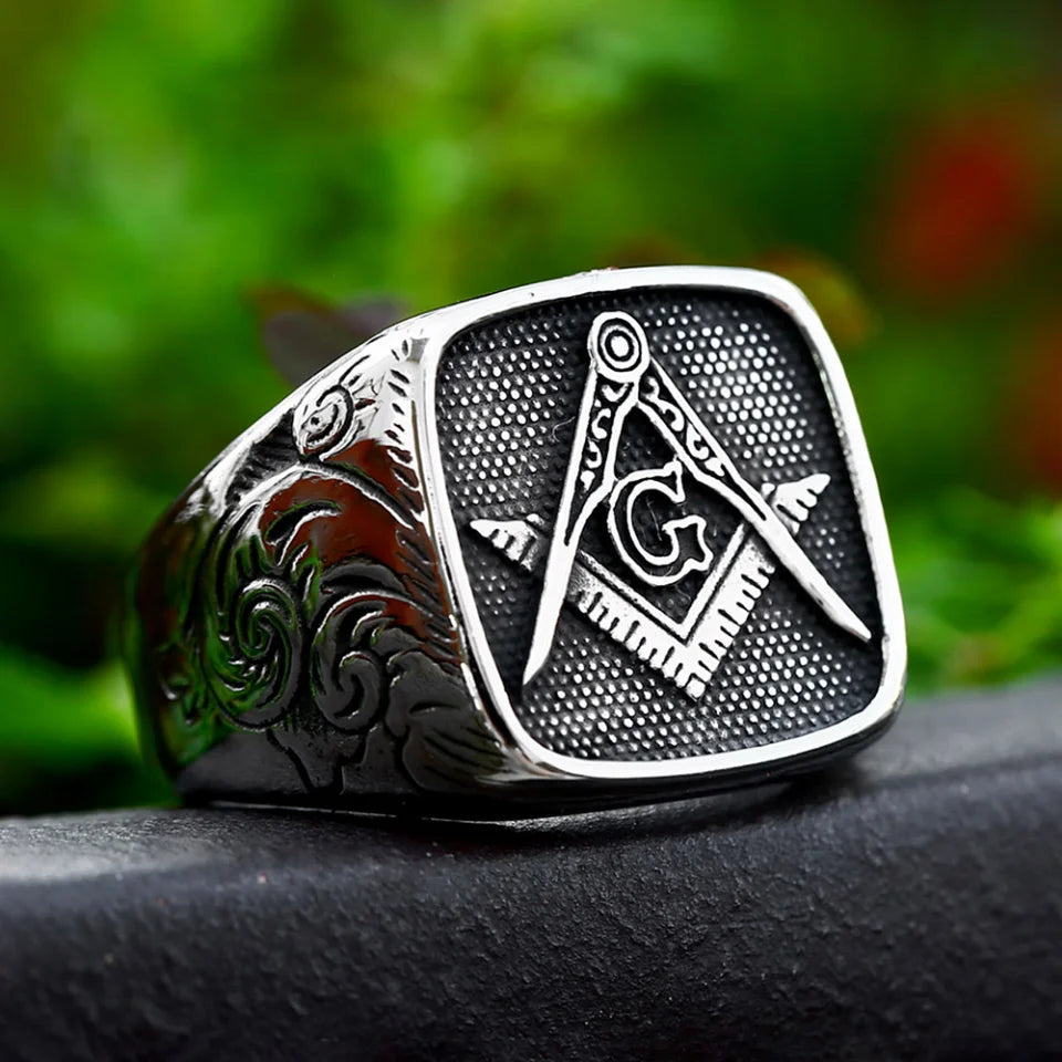 Fashion New Design Stainless Steel Masonic Rings For Men Punk Vintage Religious Ring Biker Hip Hop Amulet Jewelry Gift Wholesale
