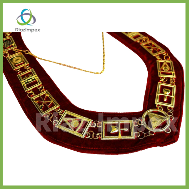 NEW SET of 2 Royal Arch Chain Collar Regalia Red Velvet Masonic Jewel York Rite