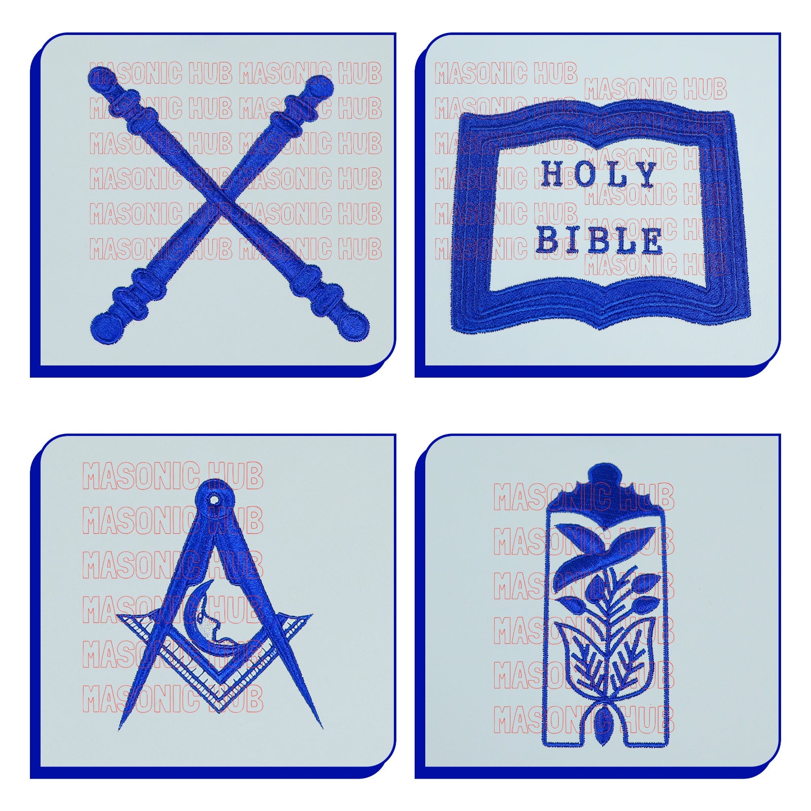 Masonic Blue Lodge Officer Aprons Set of 12 - Gloves , Chain Collars - Jewels