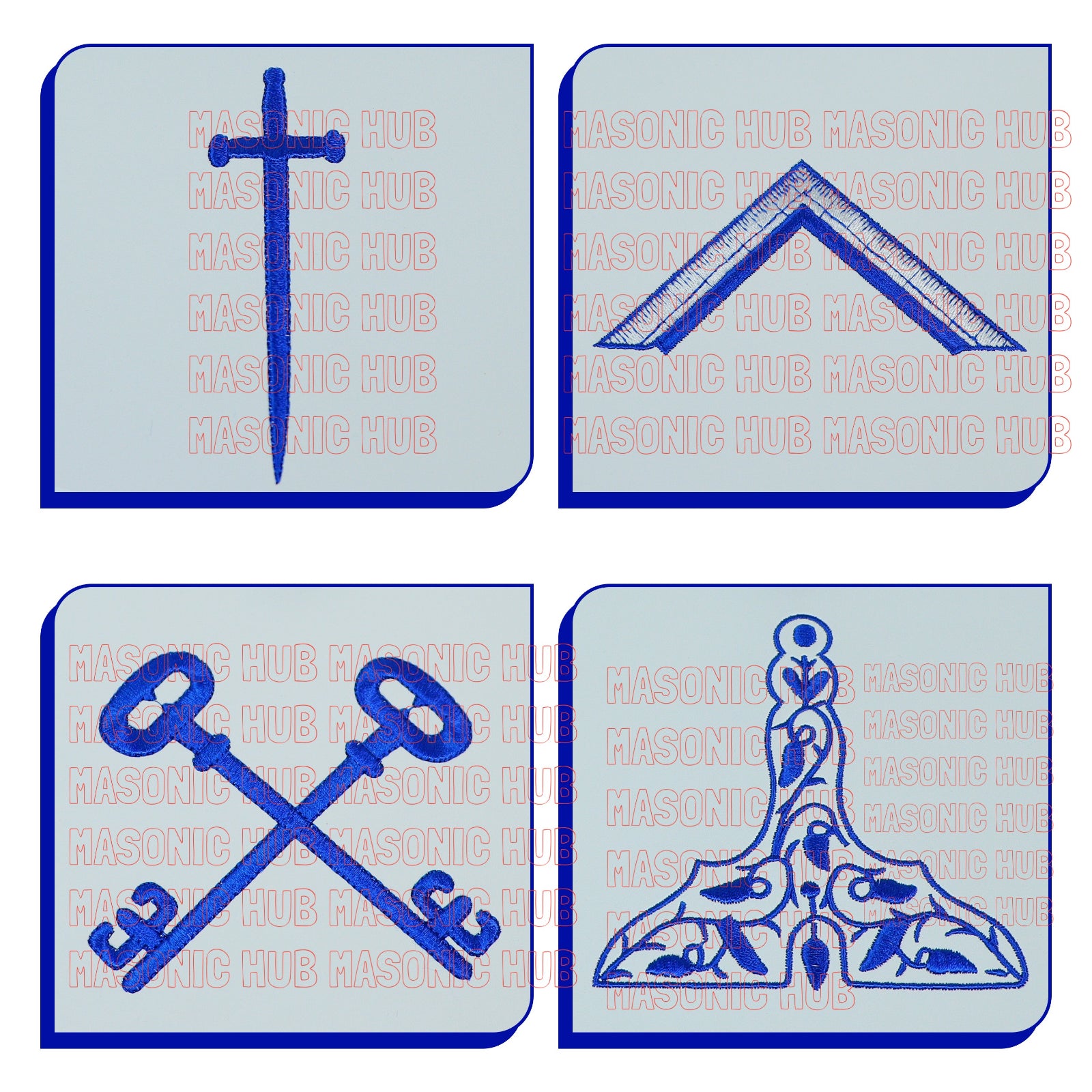 Masonic Blue Lodge Officer Aprons Set of 12 - Gloves , Chain Collars - Jewels
