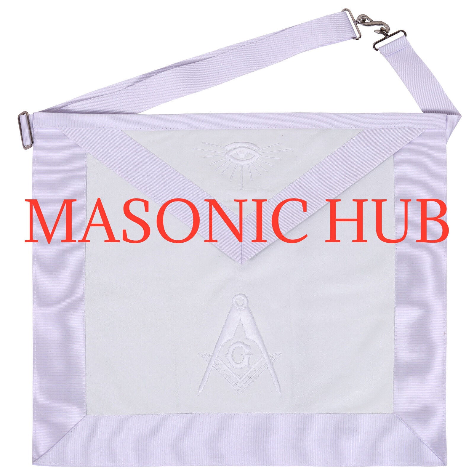 MASONIC ALL WHITE HAND EMBROIDERED MASTER MASON 100% LAMBSKIN APRON