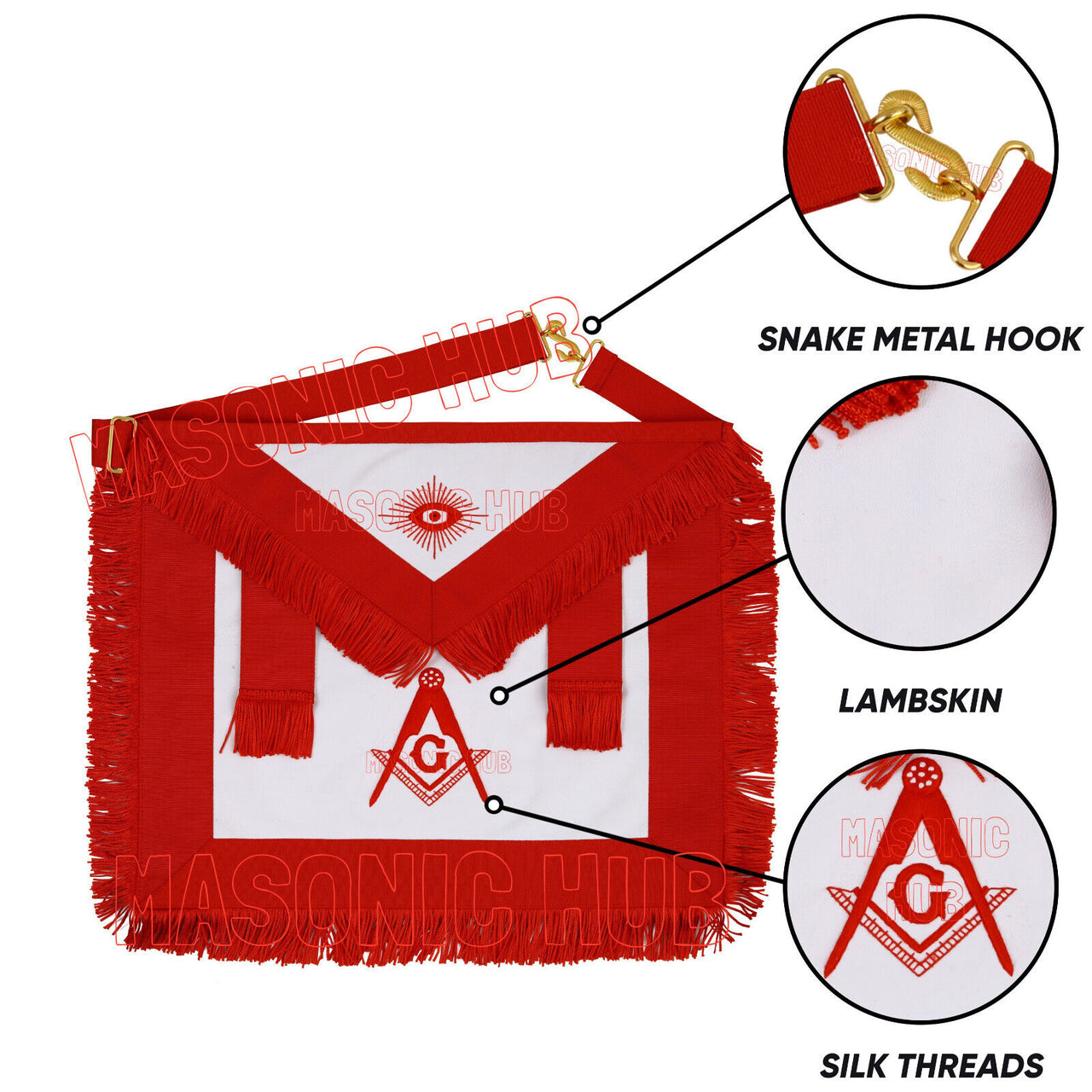 MASONIC AASR SCOTTISH RITE MASTER MASON APRON 100% LAMBSKIN HAND EMBROIDERED
