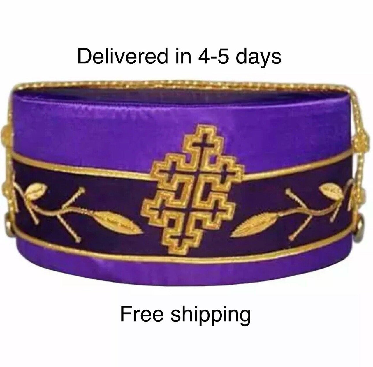 Masonic Regalia 33Rd Degree Scottish Rite Crown Cap-Purple with Gold Cap Cord