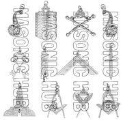 Masonic Blue Lodge Officer Aprons Set of 12 - Gloves , Chain Collars - Jewels