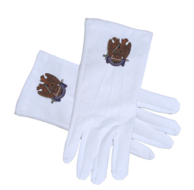 Masonic Scottish Rite 32Nd Degree Cotton White Gloves Freemasons Masonic Regalia