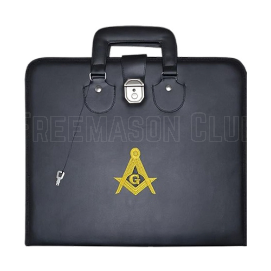 Masonic Apron Case Square & Compass Master Mason WM Provincial Leather Lock