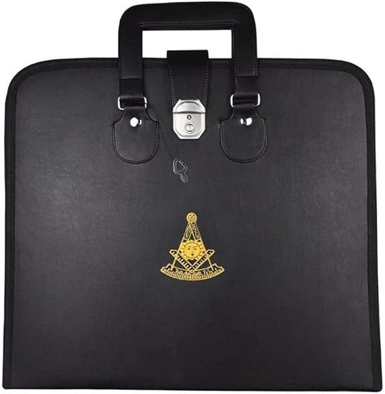 PAST MASTER BLUE LODGE APRON CASE - BLACK IMITATION LEATHER MM, WM, PROVINCIAL